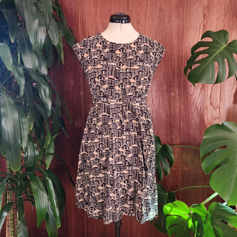 Modcloth Mata Traders Belltown Houses Fit & Flare Mini Dress Size XL